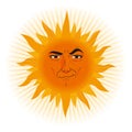 A sun character with a smug look on his face, knowing everything Royalty Free Stock Photo